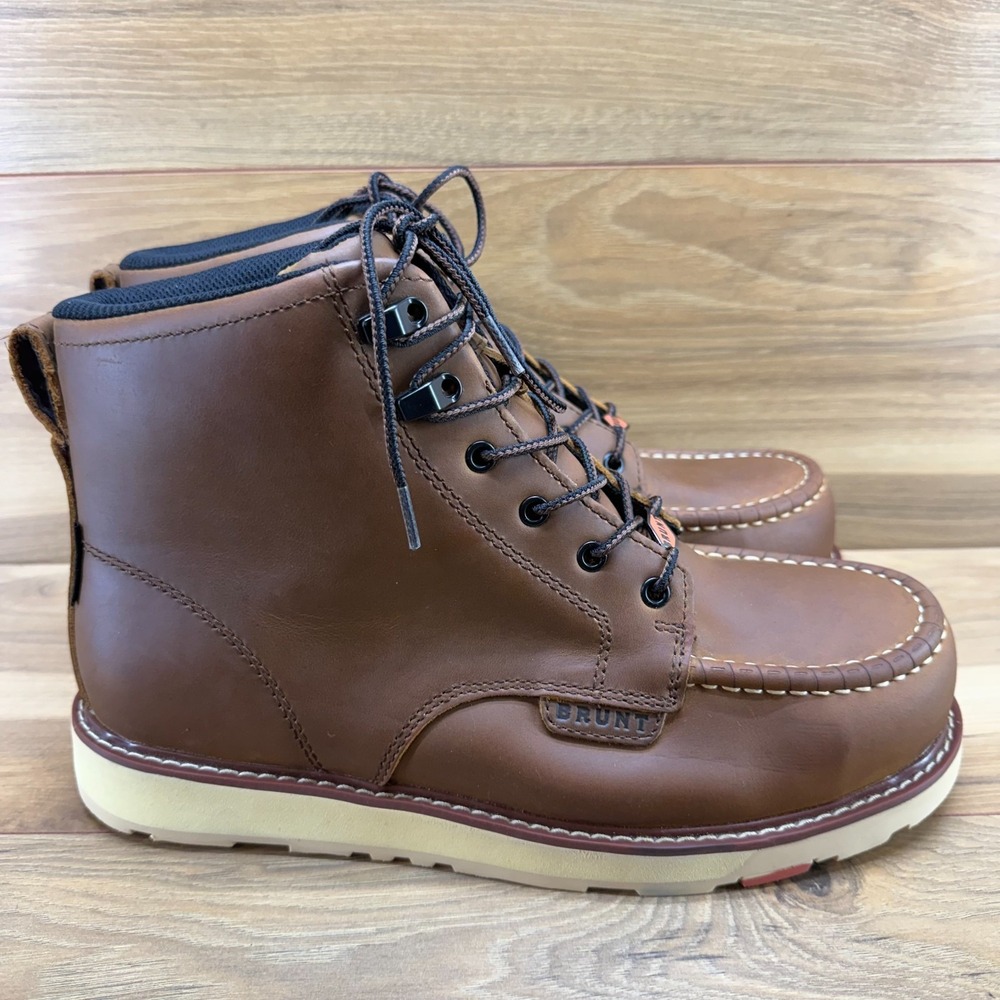 BRUNT Marin 6" Comp Toe Boots Mens 10.5 D Brown Waterproof Leather Wedge Moc
